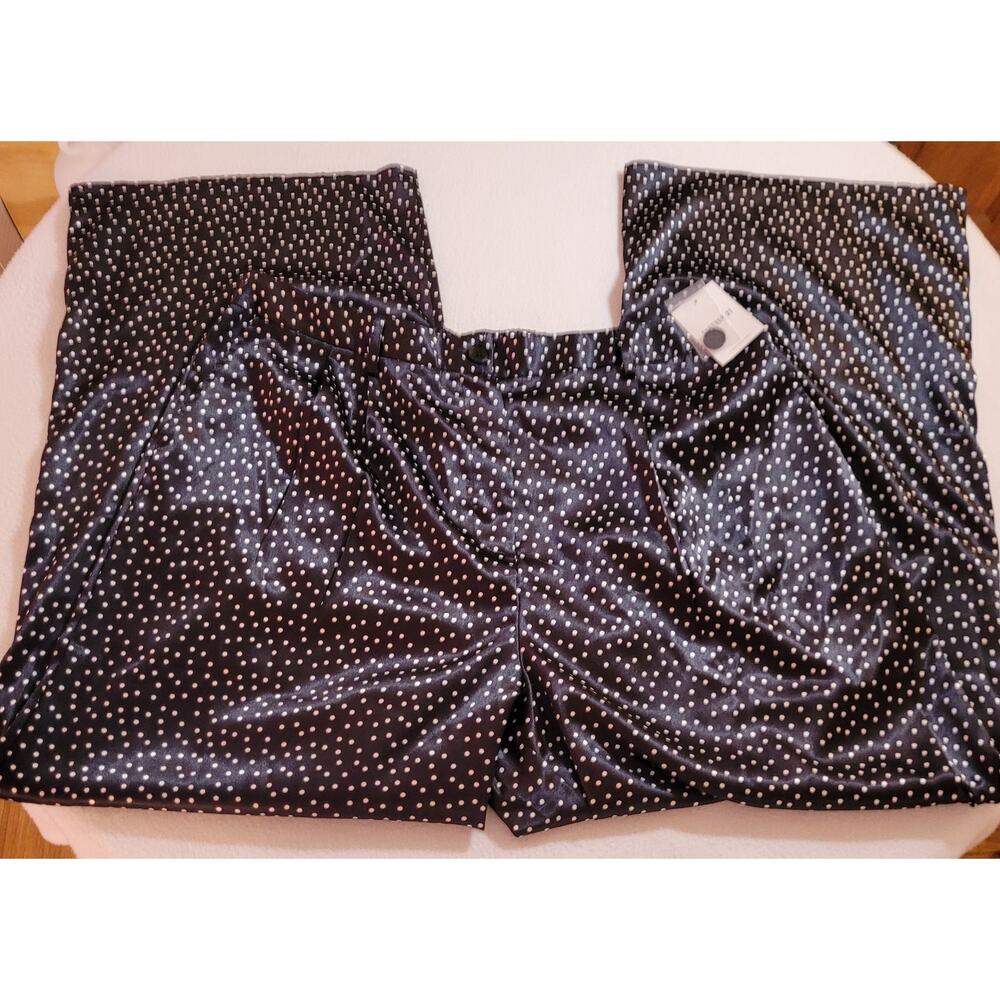 Forever 21 Pants 3X Black White Polka Dot Satin Elastic Waist Glam Flare Skater